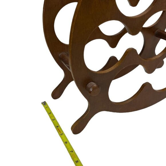 Milbern Wooden Ships Wheel Wine Nautical Rack Holder 7 Slots Tabletop Vintage - Picture 7 of 9